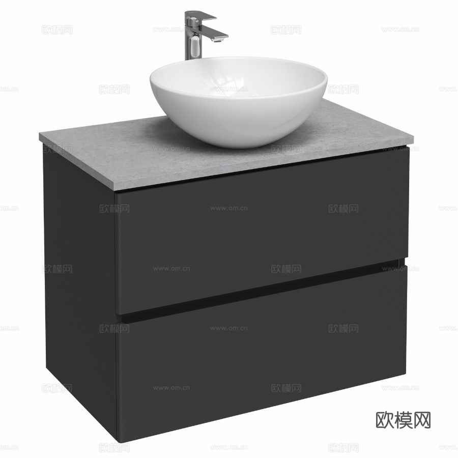 带水槽的OM柜 STWORKI Kolding 80 无烟煤3d模型下载