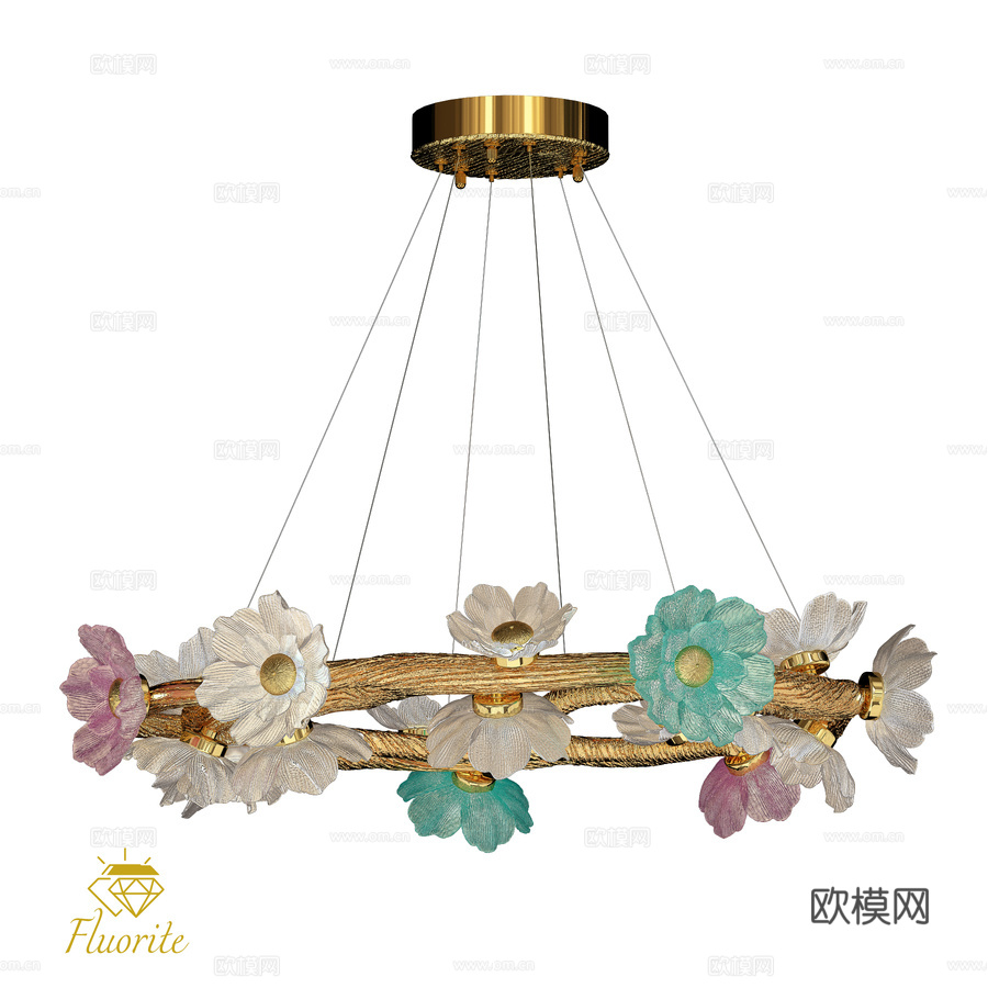 OM吊灯 Sauvage FL1099-24P 萤石3d模型下载