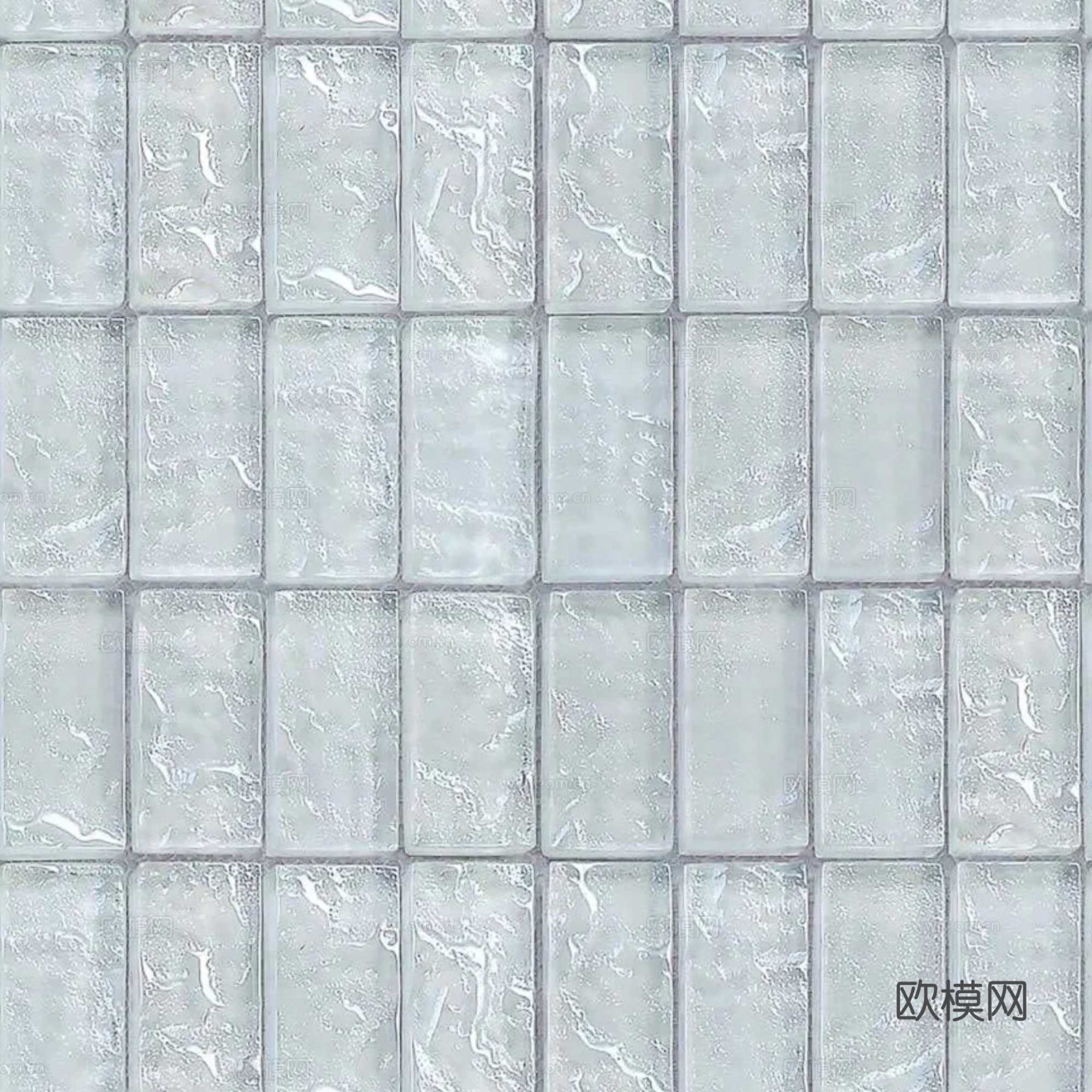 现代极简玻璃砖 冰影空心玻璃砖 无缝浅色玻璃砖贴图