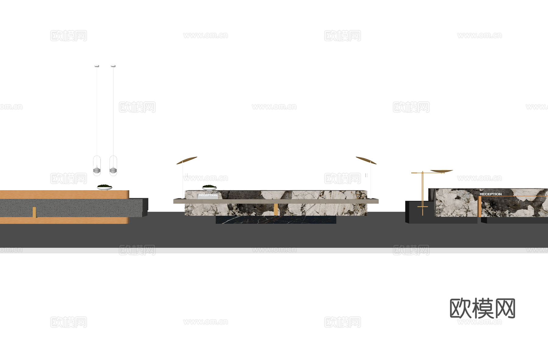 展厅 公司前台 办公室 前台 大厅su模型
