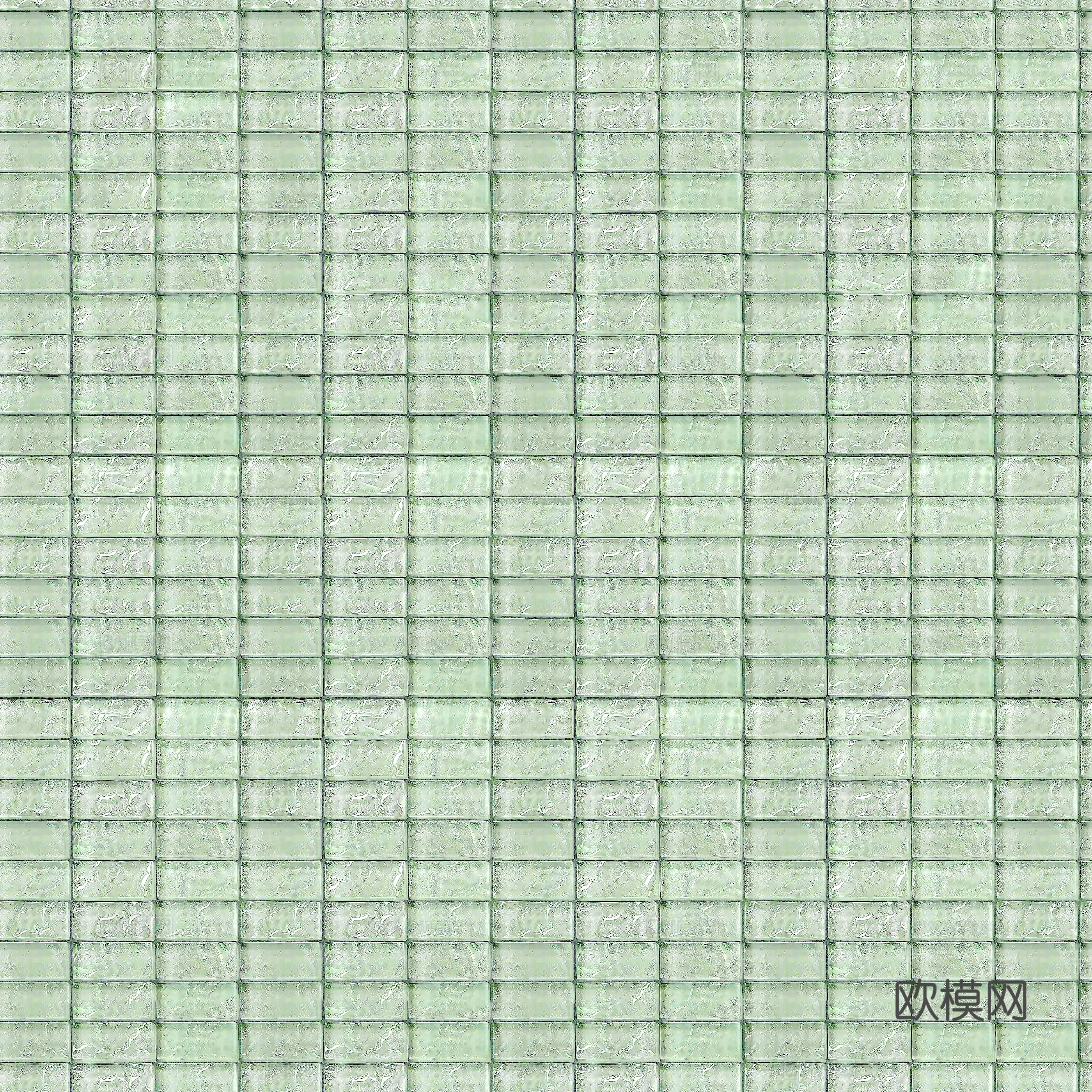 无缝侘寂玻璃砖 绿色长条玻璃砖贴图