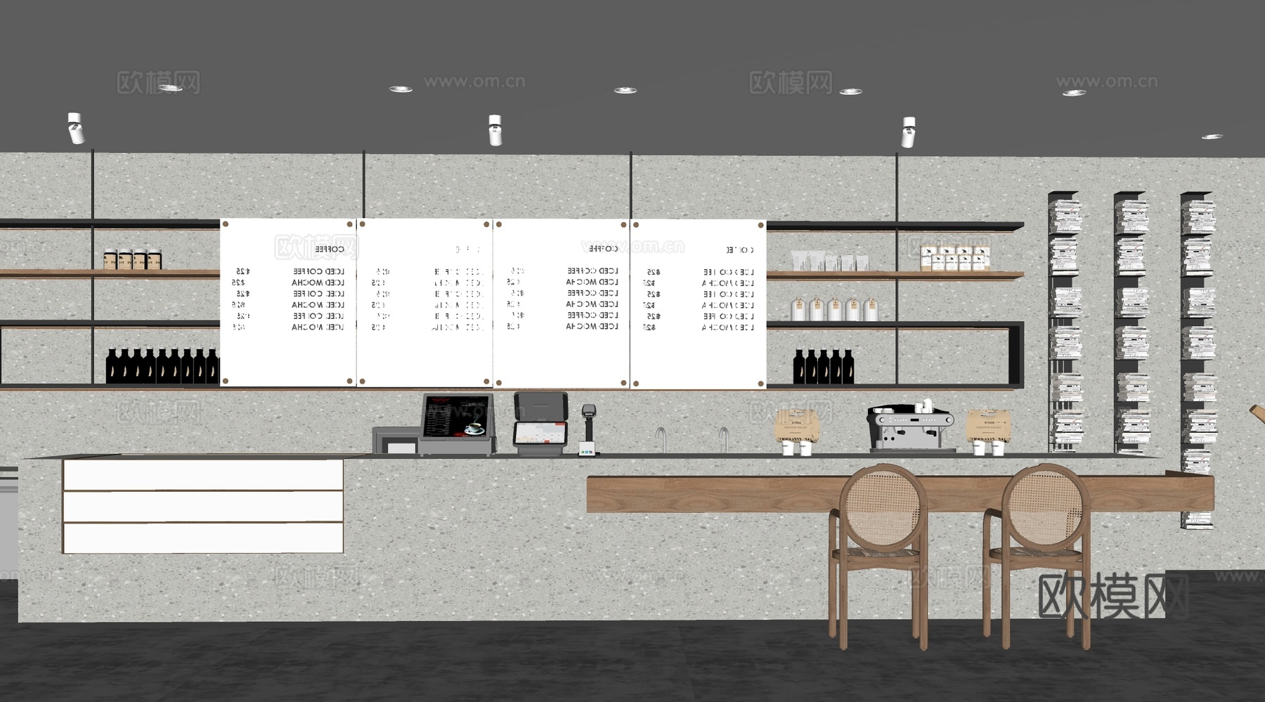 现代咖啡厅前台 水吧台 咖啡奶茶店su模型