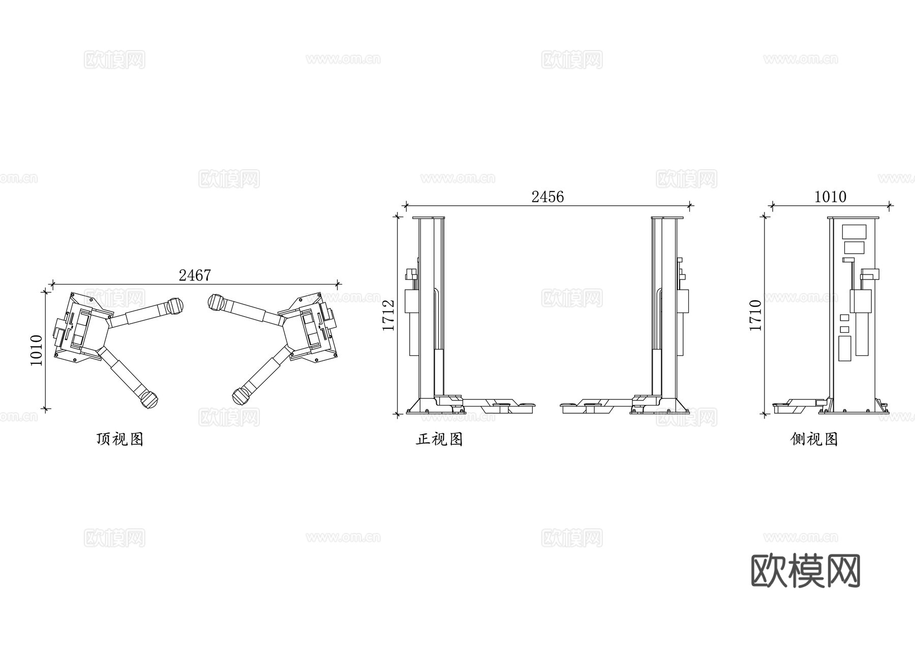 举升机 汽车举升机 修车升降机 车辆升降台 汽修升降架cad施工图