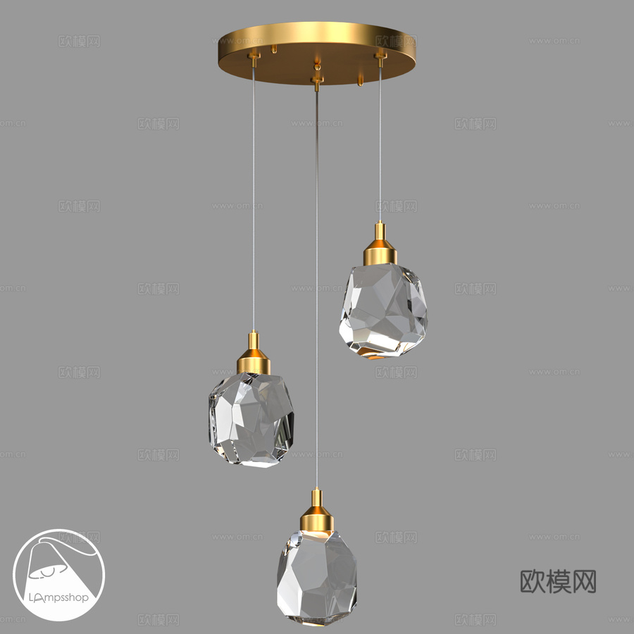 LampsShop.ru PDL2390 吊灯 金色钻石3d模型下载
