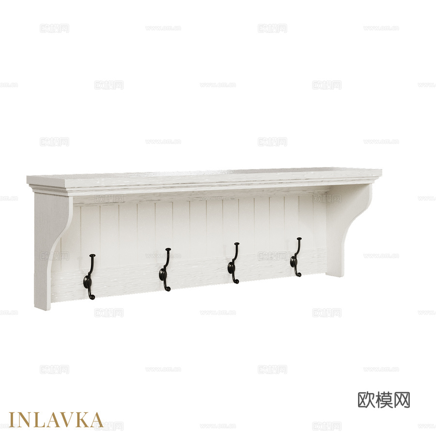 OM 海滨壁挂式带挂钩层架3d模型