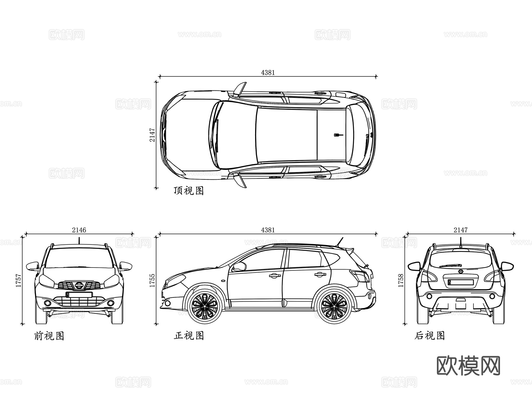 日产逍客 日产 Qashqai 卡什凯 日产跨界逍客cad施工图