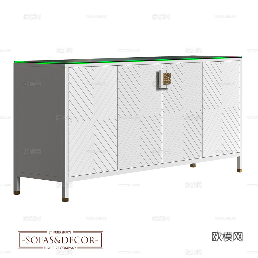 沙发与装饰 戴尔白色餐边柜（产品编号 1700）3d模型下载