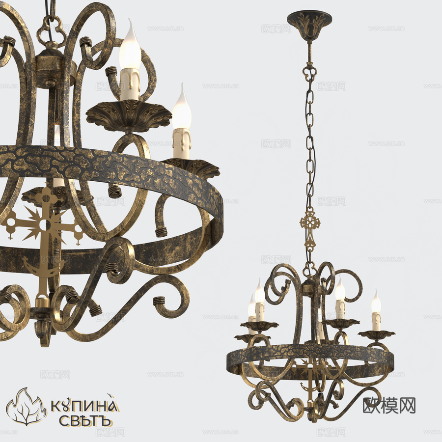 RS239 5枝形吊灯3d模型下载