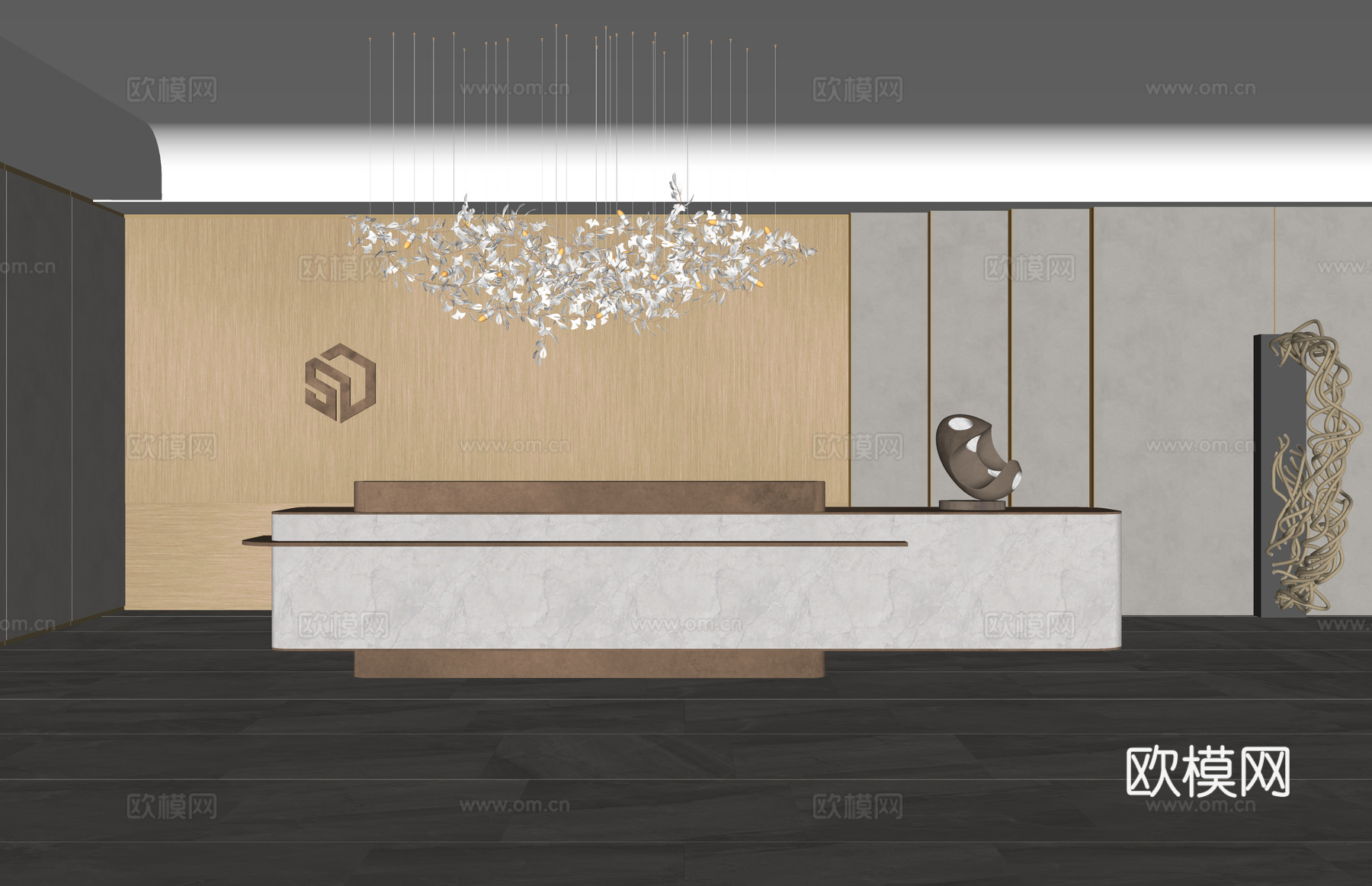 办公室 大厅 办公空间su模型