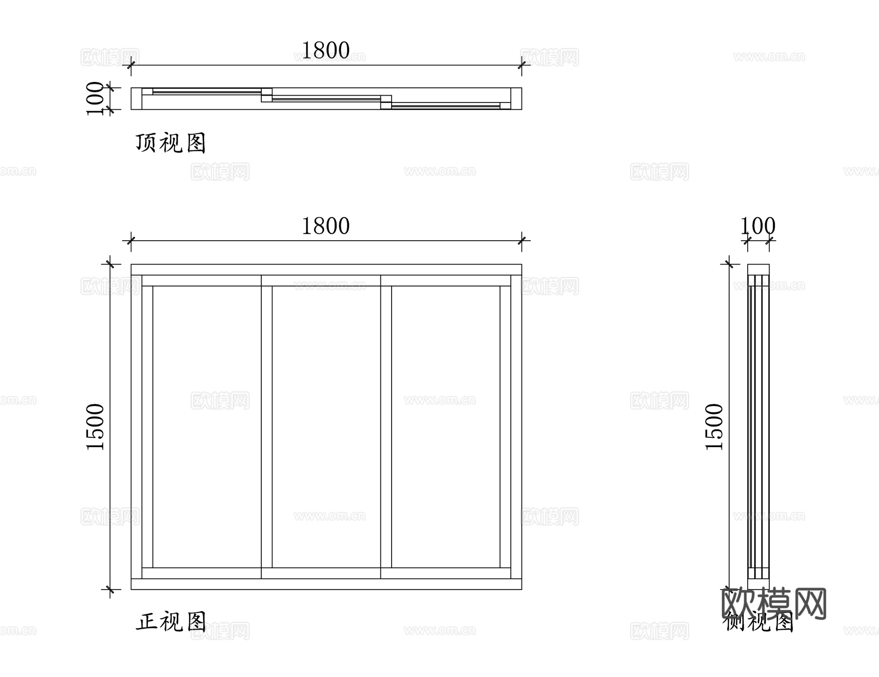 三轨窗户 三轨推拉窗 三轨道窗 三轨玻璃窗 三轨推拉窗口cad施工图