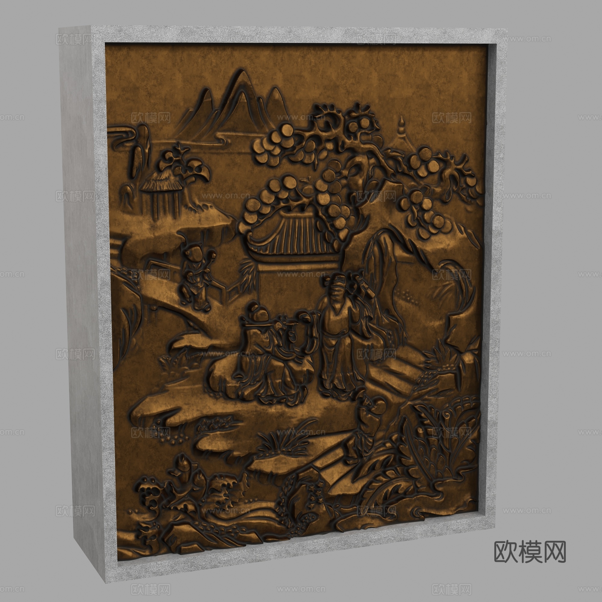 现代浮雕墙3d模型下载