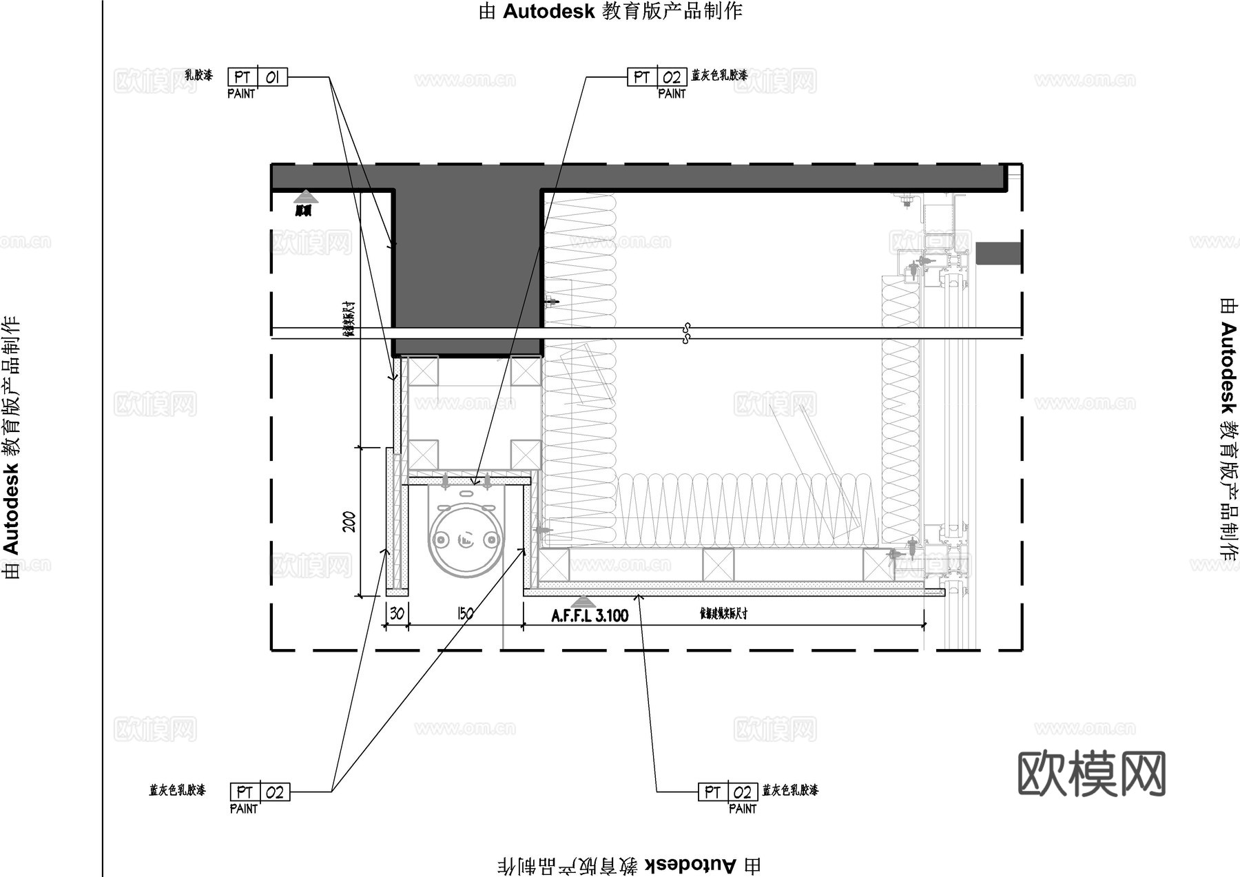 窗帘盒天花节点大样图cad施工图cad施工图