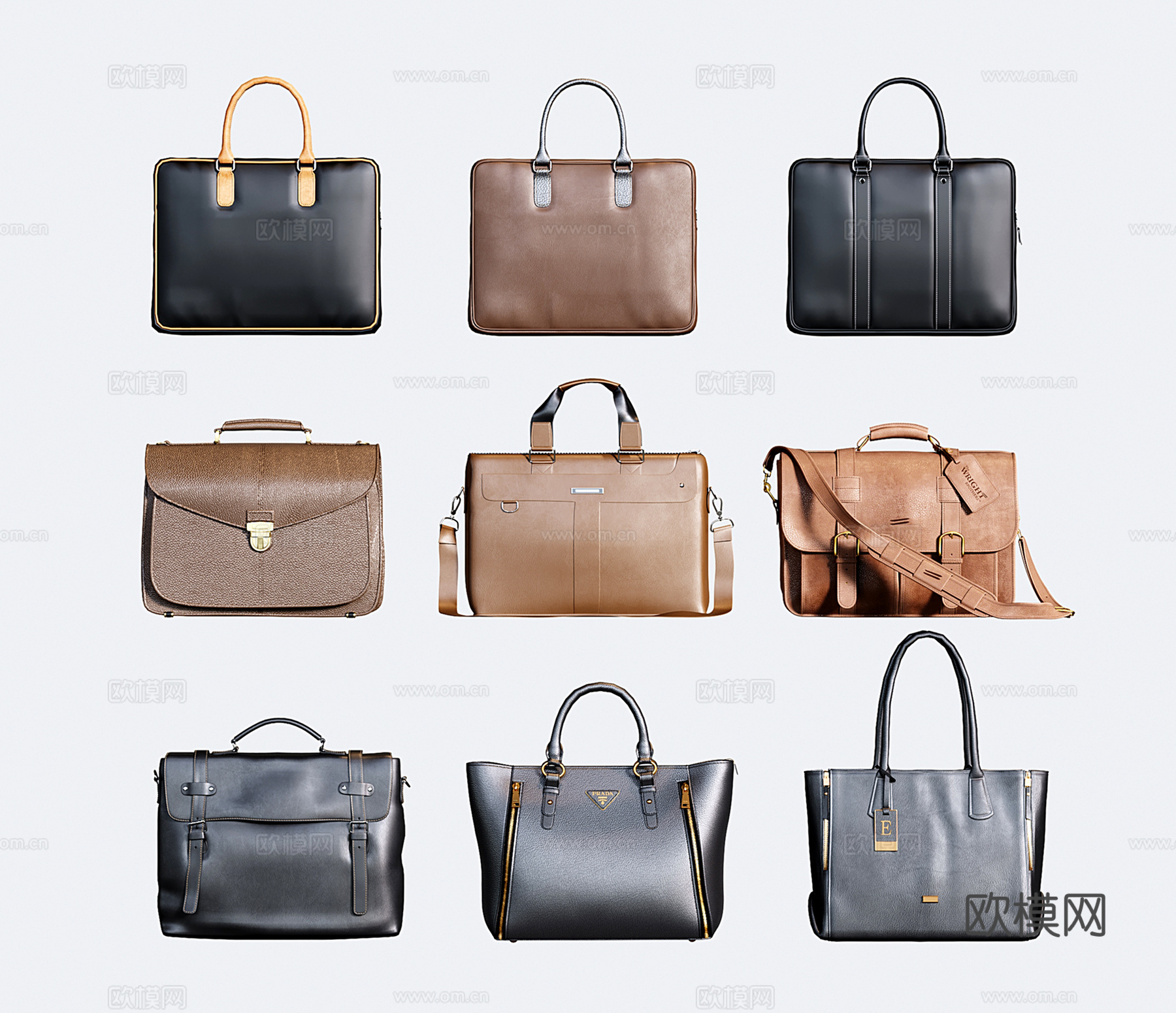 现代男士手提包 公文包  皮包3d模型下载