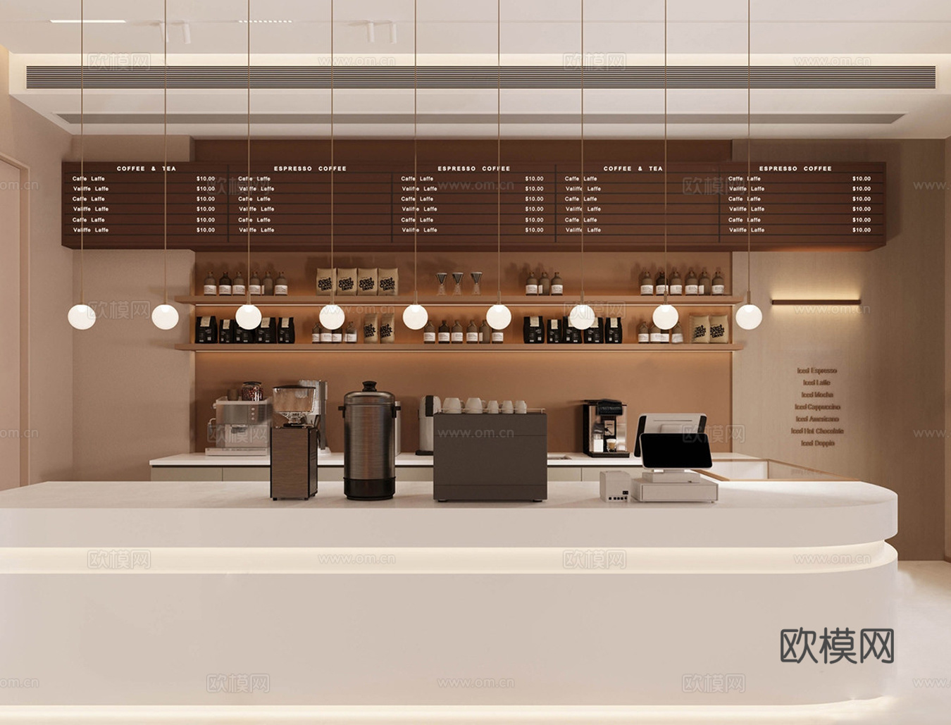 现代咖啡厅 前台 柜子吧台 操作台su模型