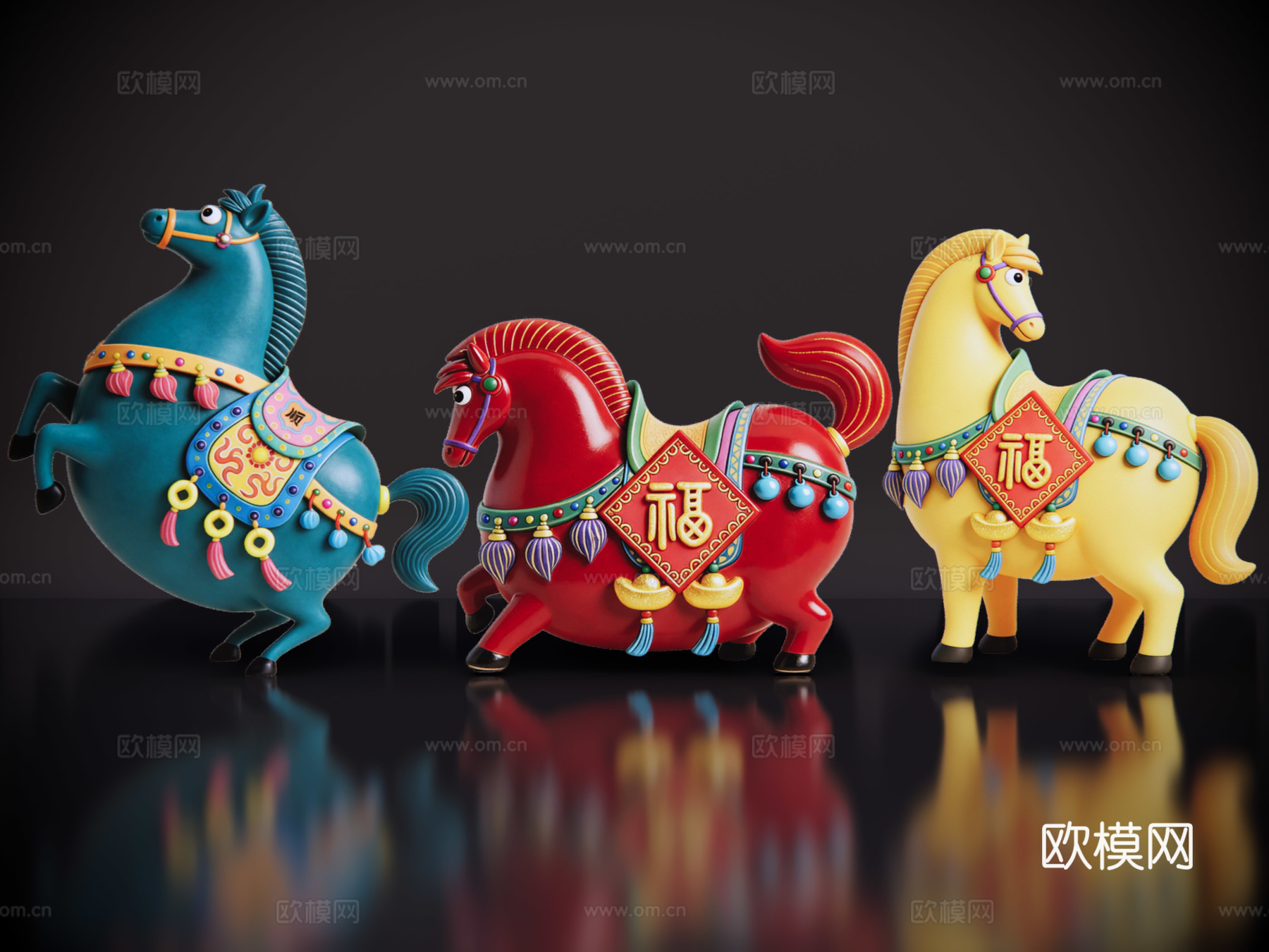 2D马年手办 国潮手办 马年摆件 非遗传承活动 非遗手办su模型