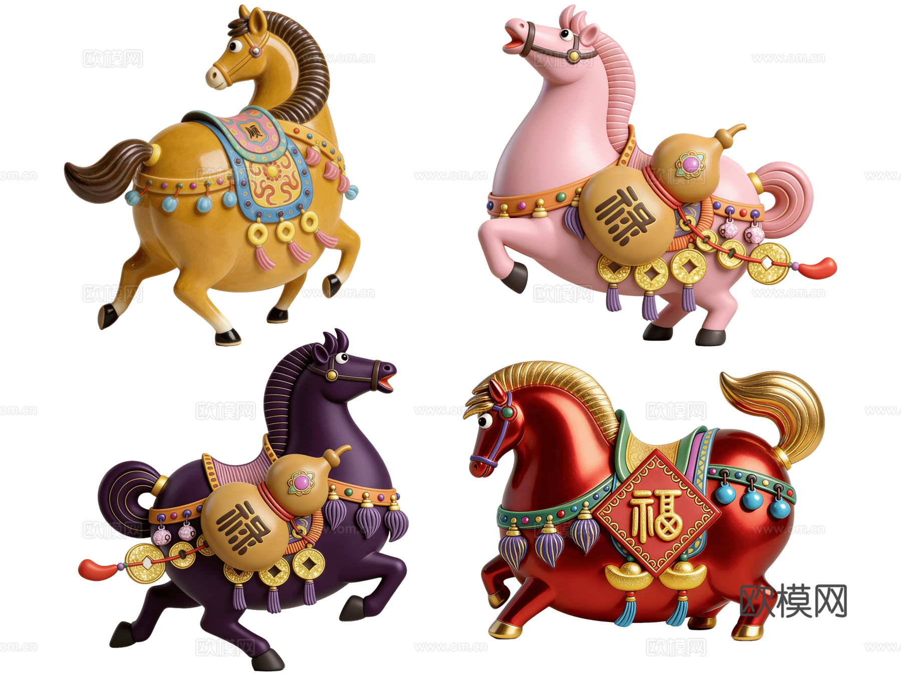 PS免抠马年手办 国潮手办 马年摆件 非遗传承活动 非遗手办下载