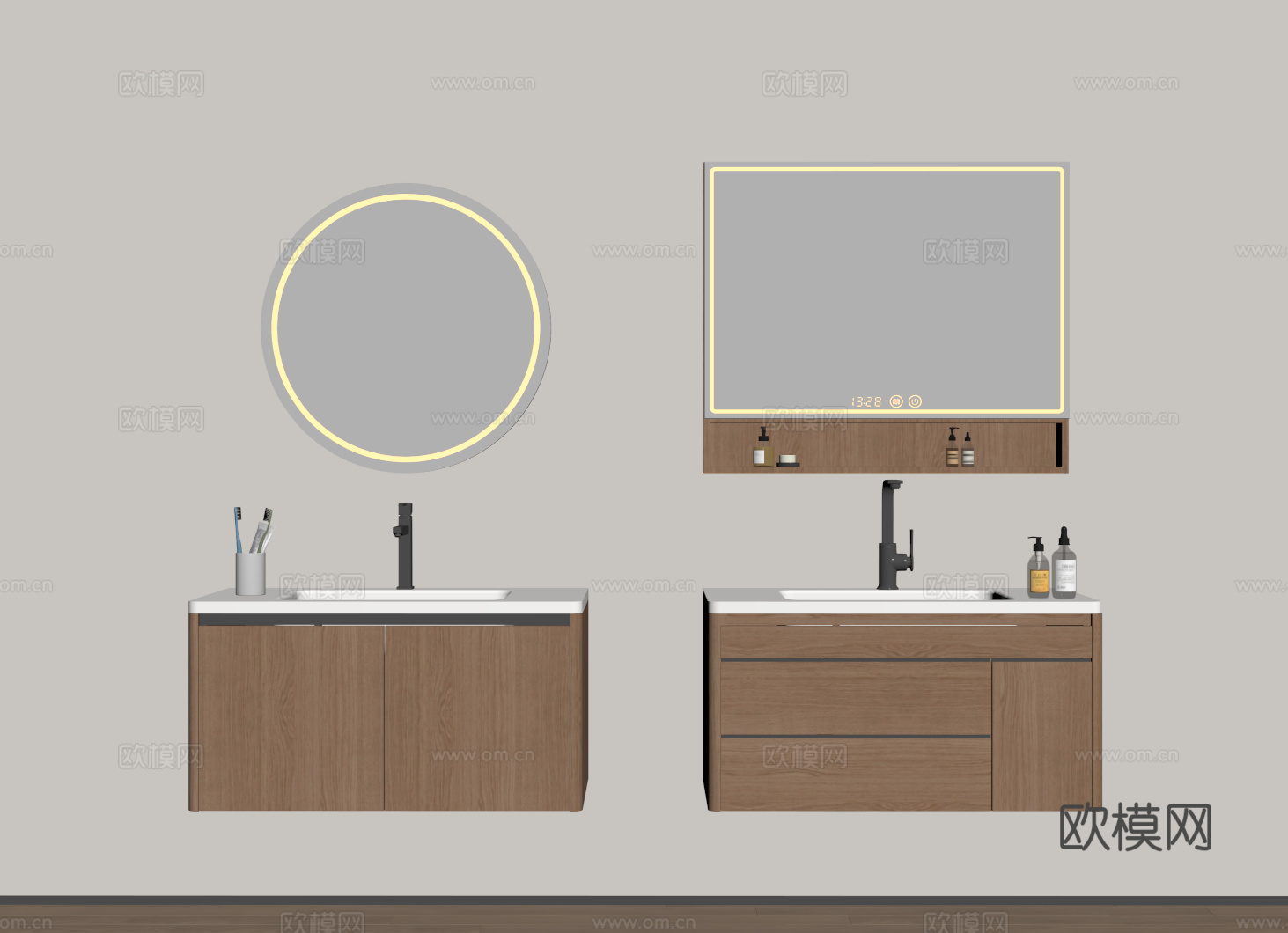 现代悬空浴室柜 洗手台 卫浴柜 洗手池su模型
