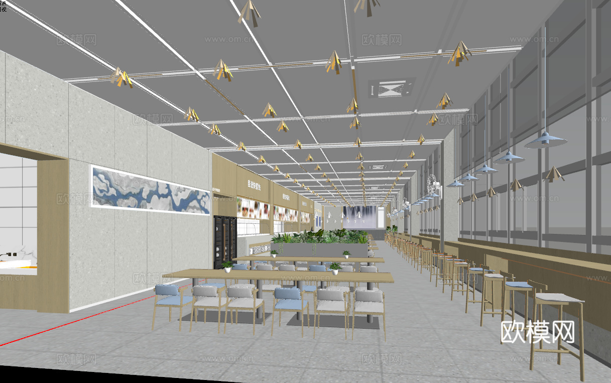 学校餐厅空间su模型
