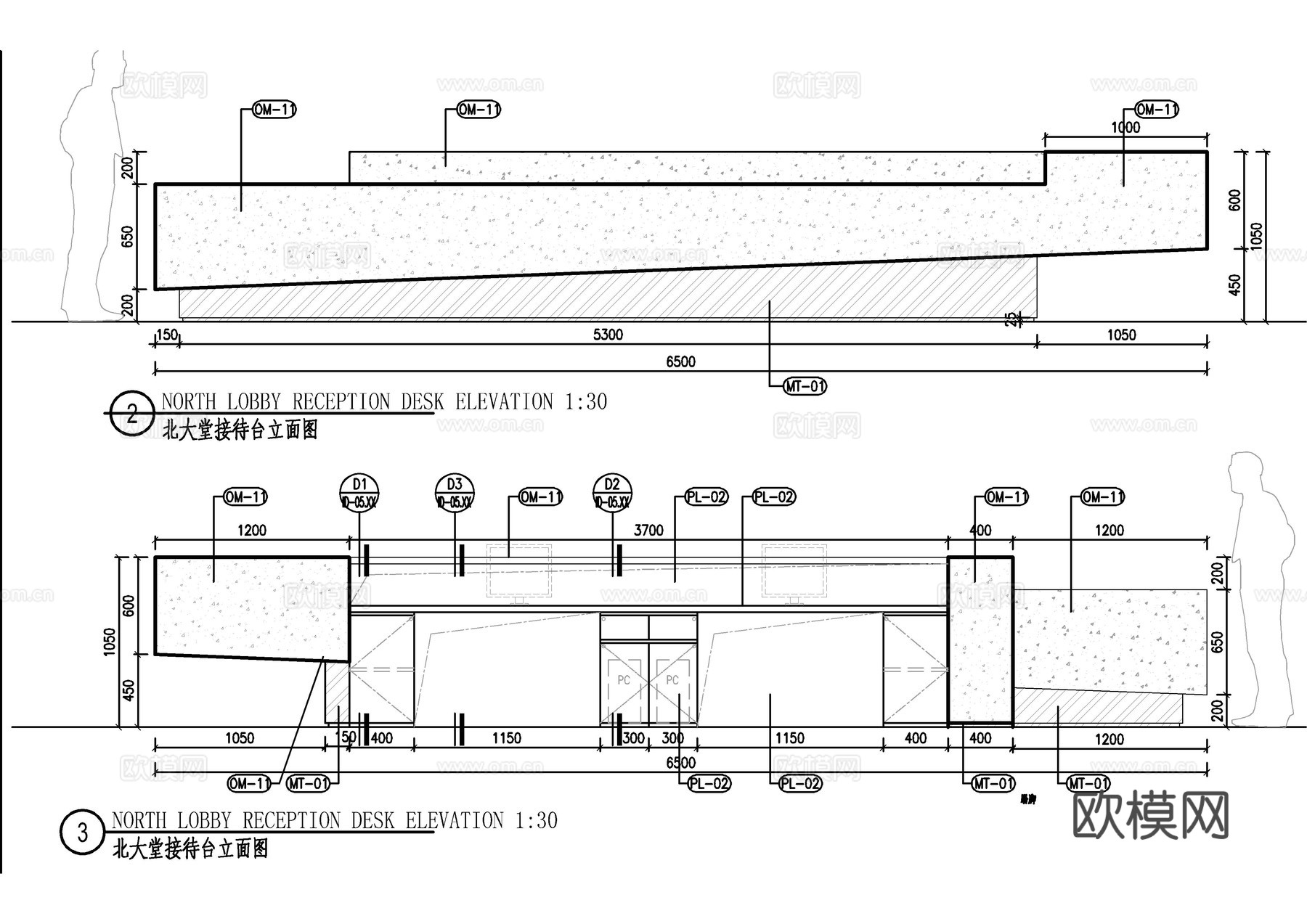 大堂接待台节点大样图cad施工图