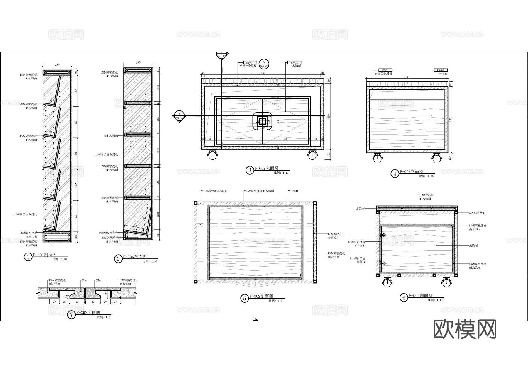 家具装饰柜节点大样图cad施工图