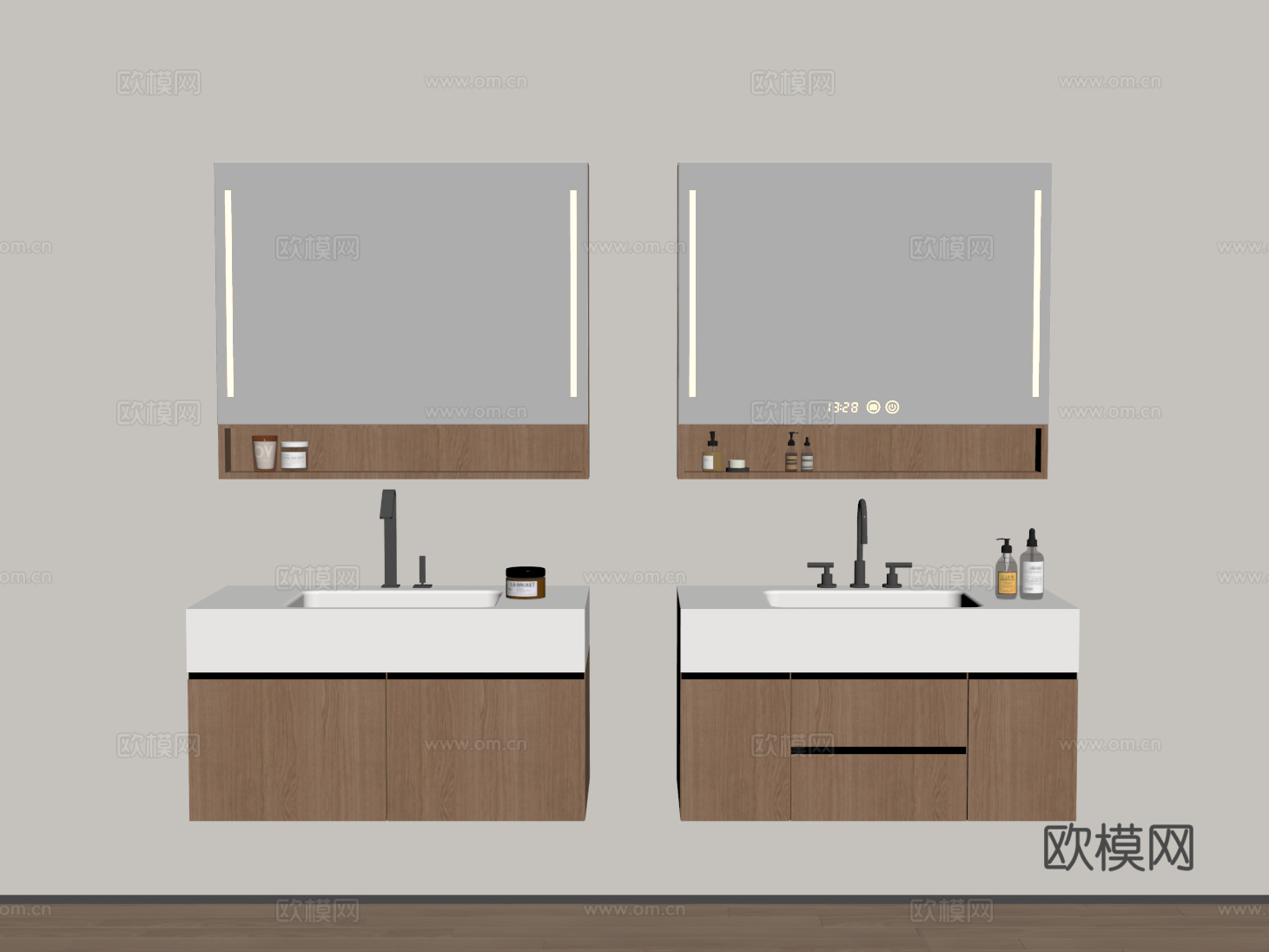 现代悬空浴室柜 洗手台 卫浴柜 洗手池su模型