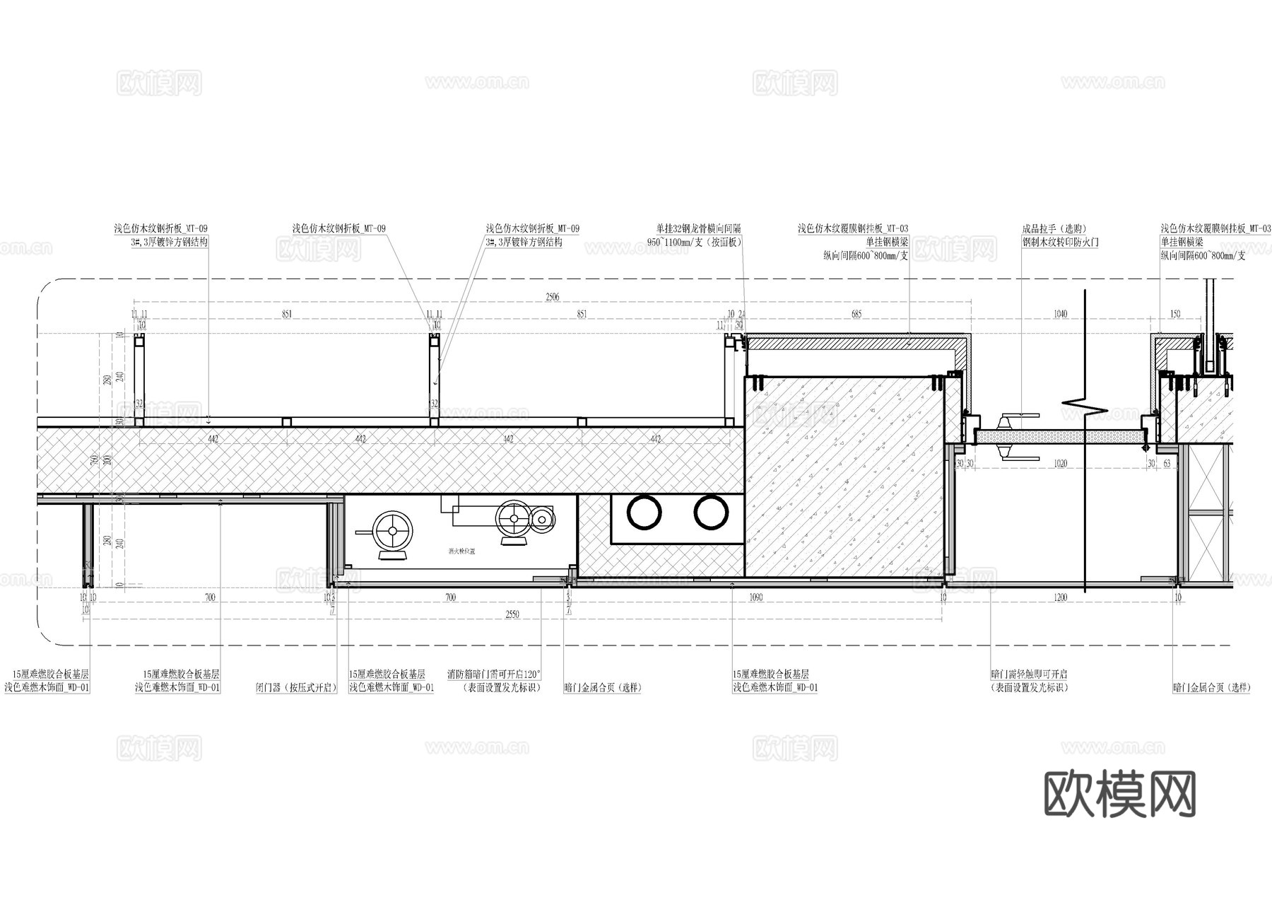 图书馆柜体节点大样图cad施工图