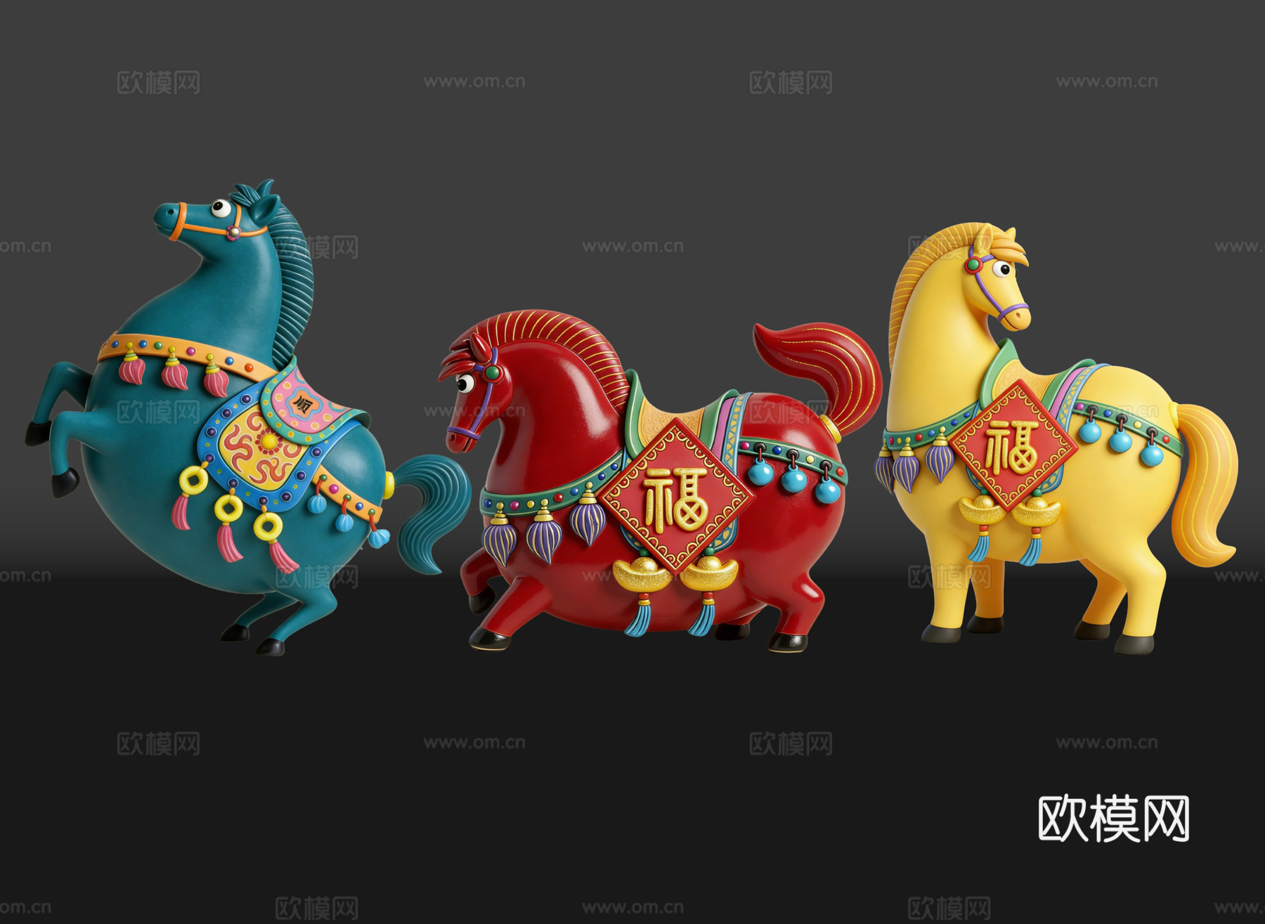 2D马年手办 国潮手办 马年摆件 非遗传承活动 非遗手办su模型