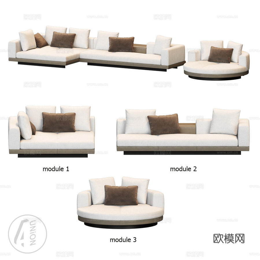 康纳利沙发模块43d模型下载