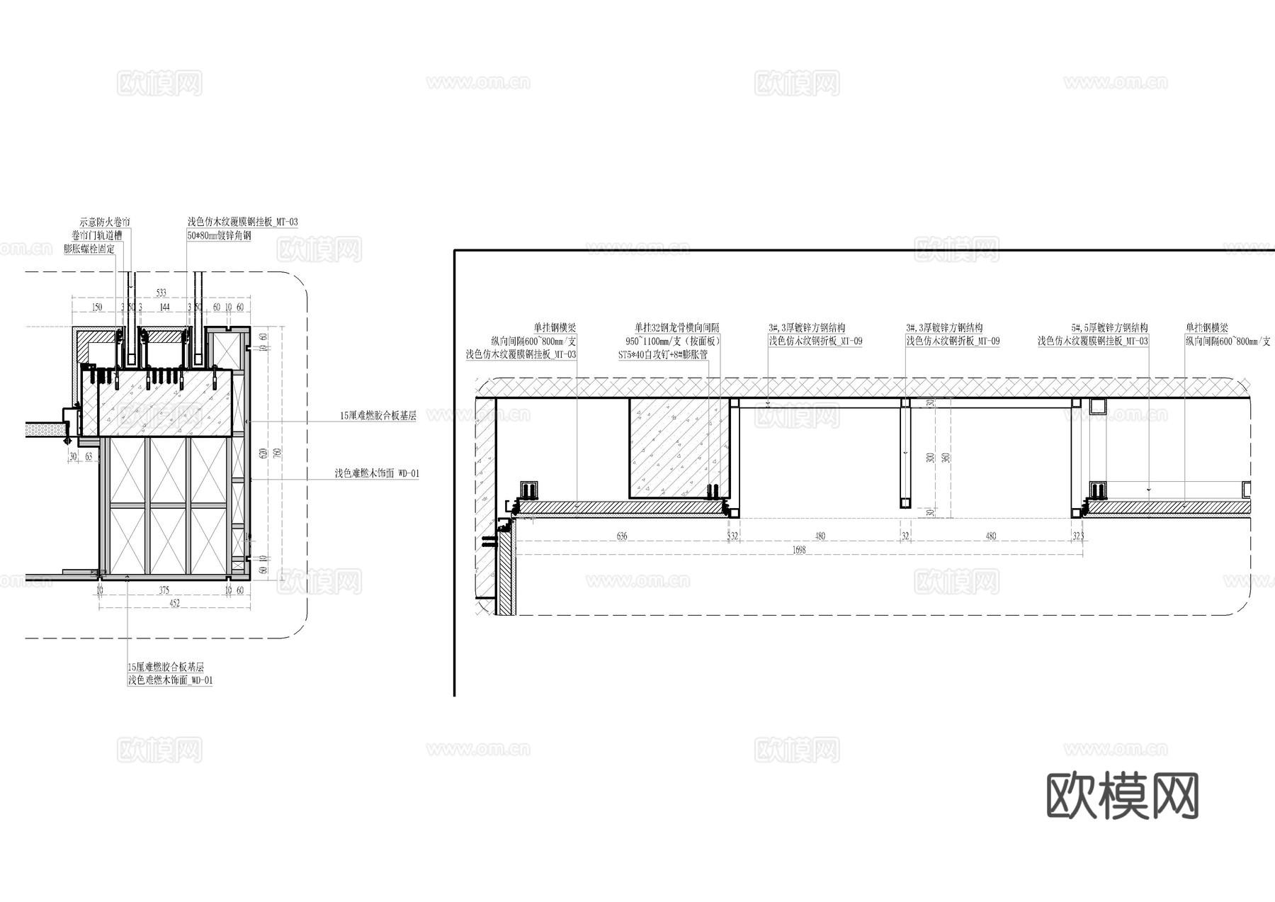 图书馆柜体节点大样图cad施工图