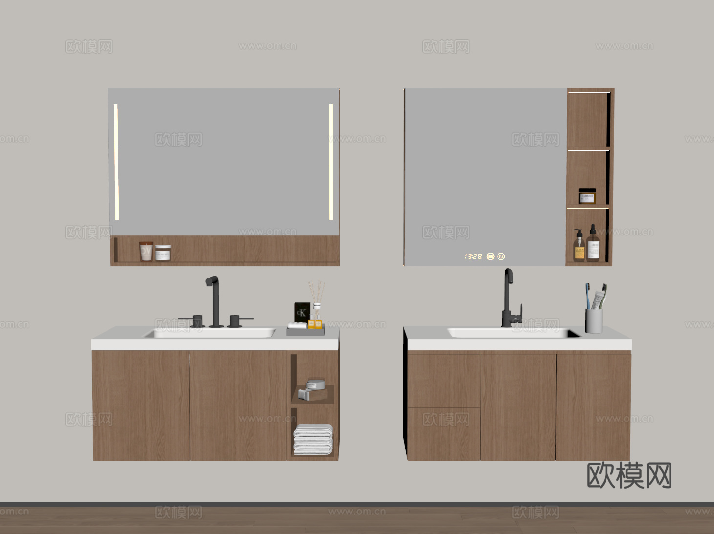 现代悬空浴室柜 洗手台 卫浴柜 洗手池su模型