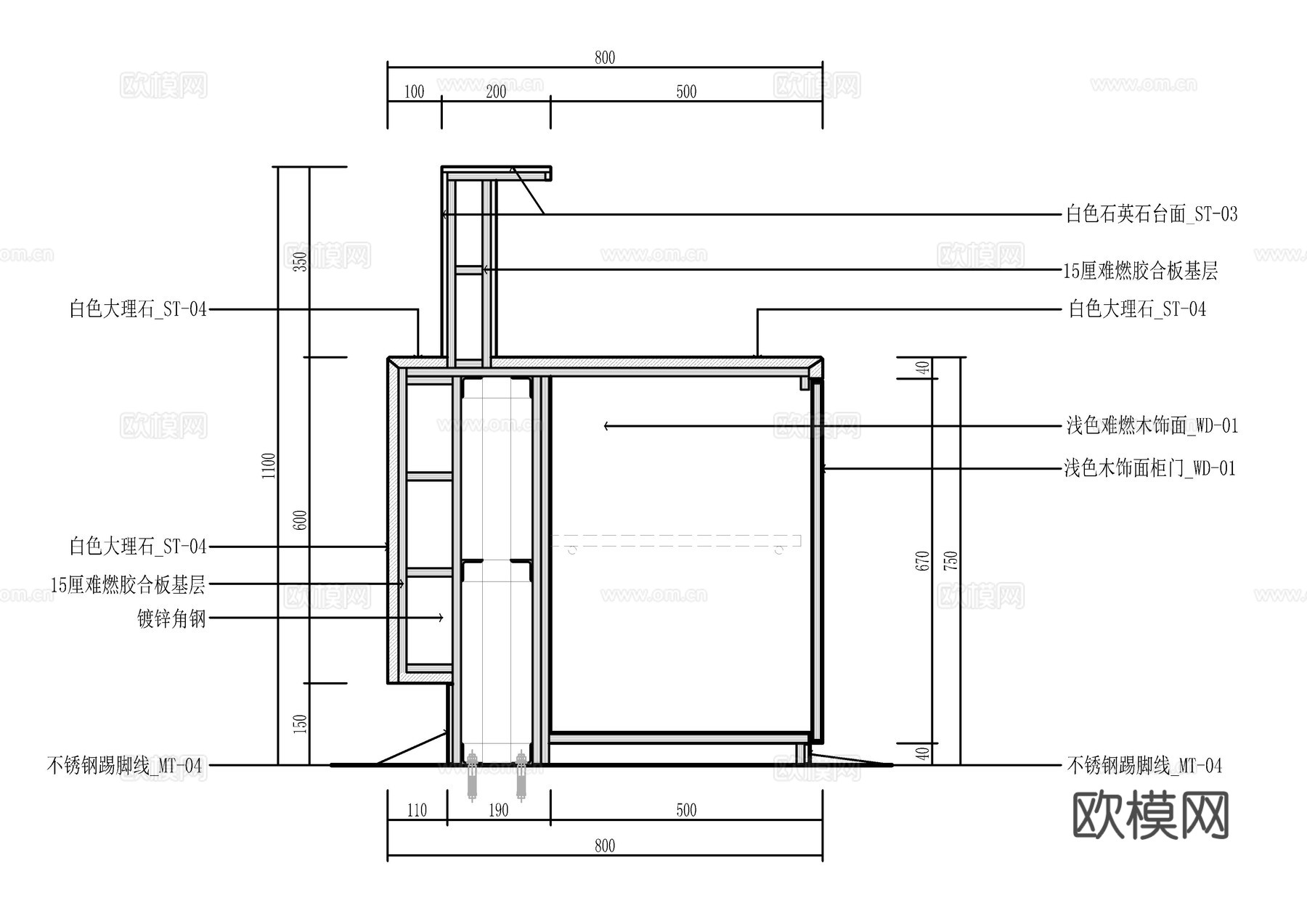 图书馆服务台节点大样cad施工图