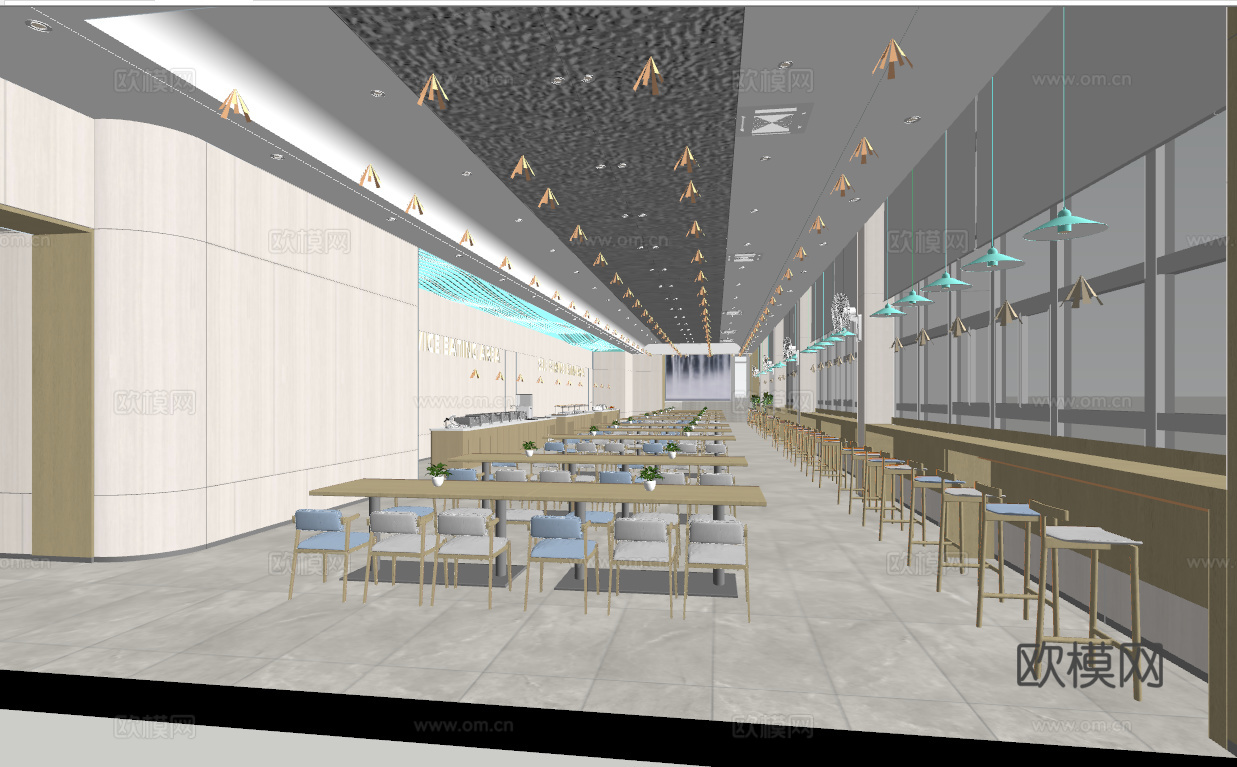学校餐厅空间su模型