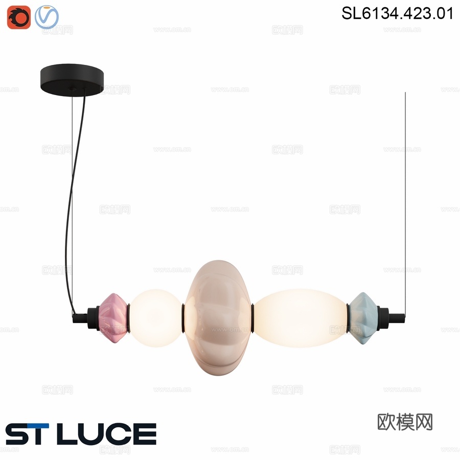 OM LED灯，黑色，蓝色，黄色，粉色，蛋白石色，FLOR3d模型下载