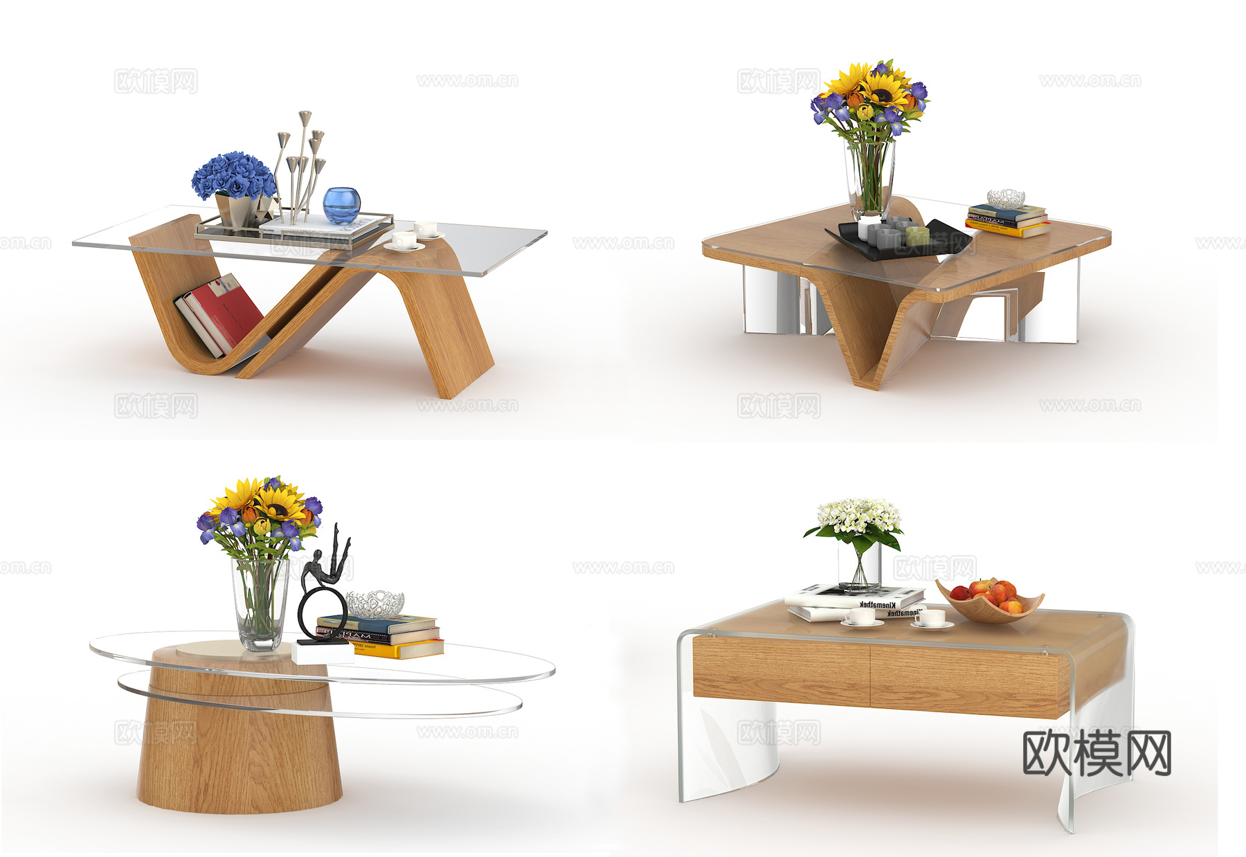 现代简约茶几组合3d模型下载（渲染图2）