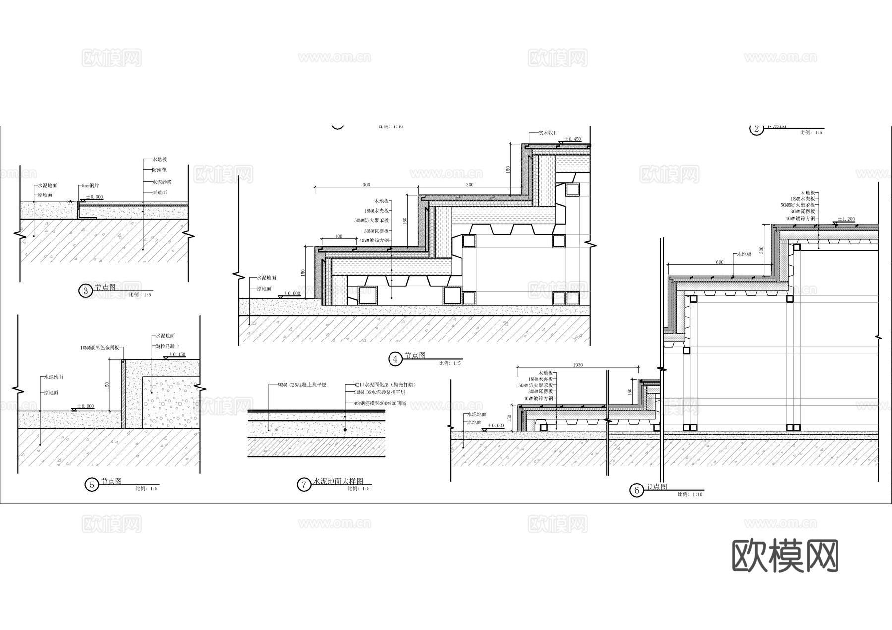 楼梯栏杆防火卷帘节点大样图cad施工图