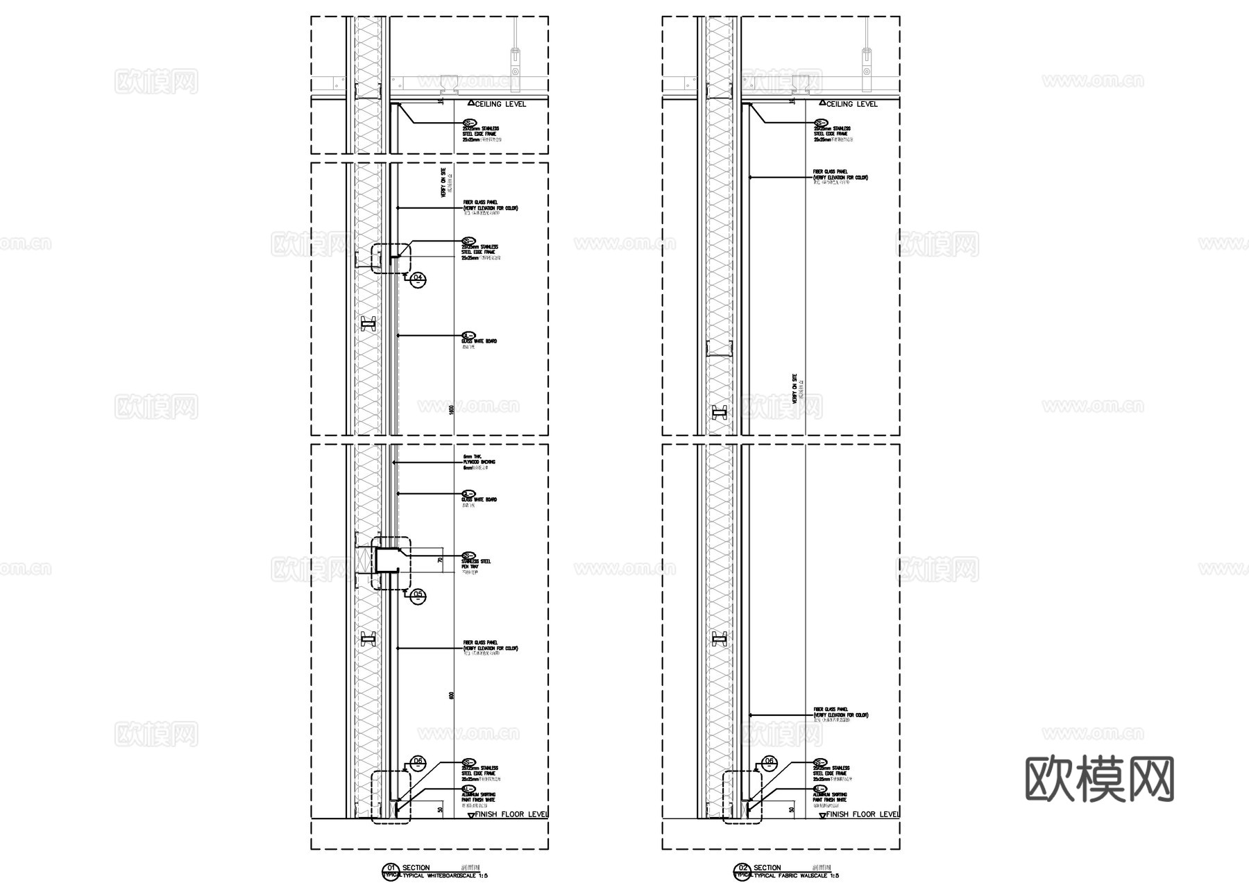 轻钢龙骨笔槽节点大样图cad施工图