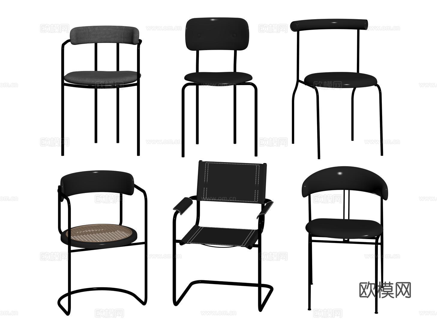 现代餐椅 不锈钢单椅 写字椅su模型