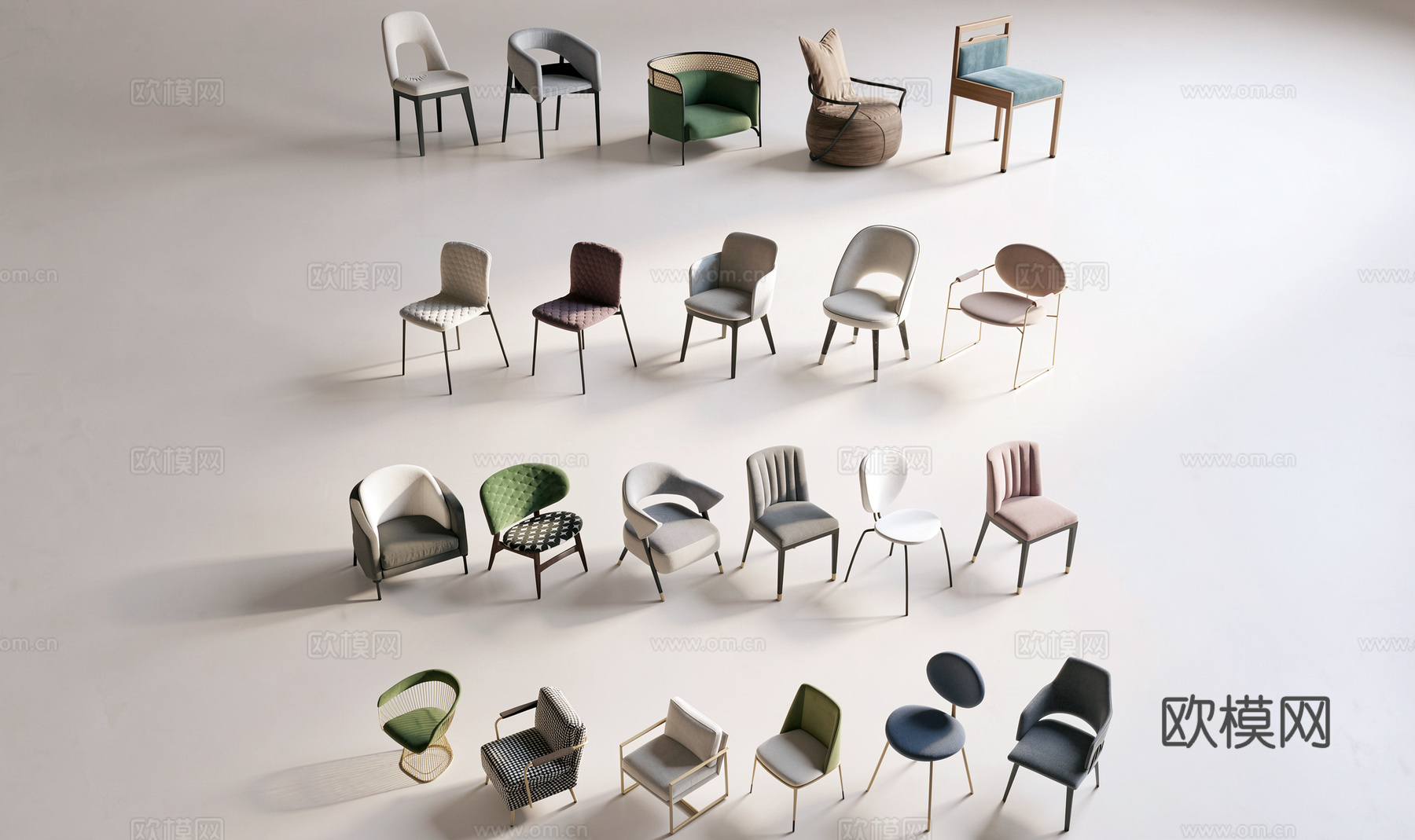 现代风格轻奢单人沙发 轻奢休闲沙发su模型