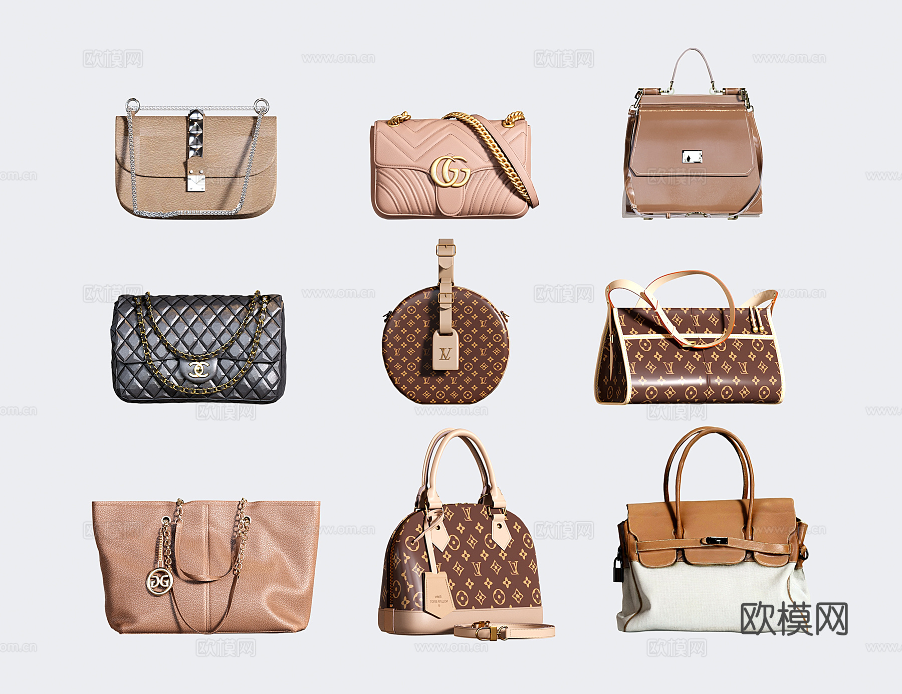 现代女士包包 手提包 皮包 肩挎包3d模型下载