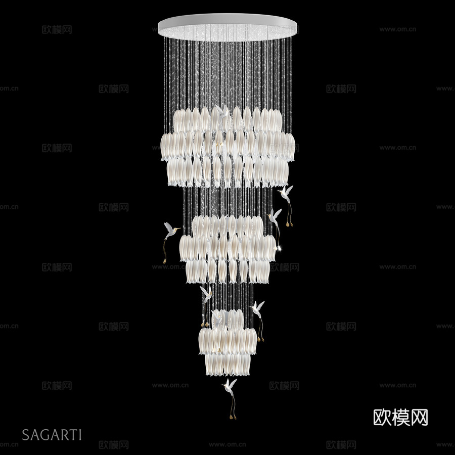 萨加蒂阿尔巴大吊灯，型号 Al.G1.110_3203d模型下载