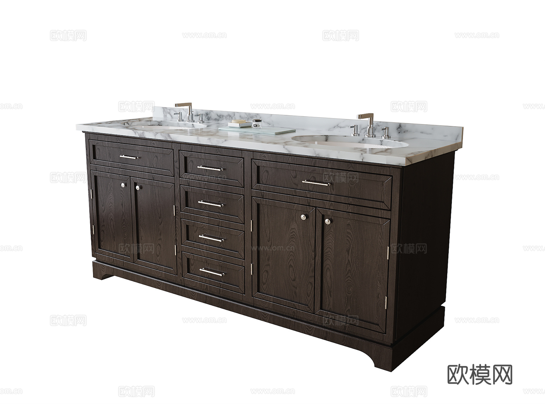 复古风浴室柜 洗手台su模型