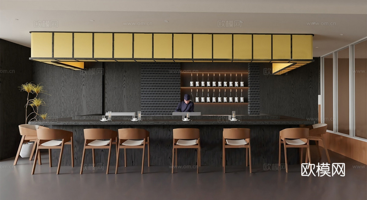 现代咖啡厅 操作吧台  水吧台su模型