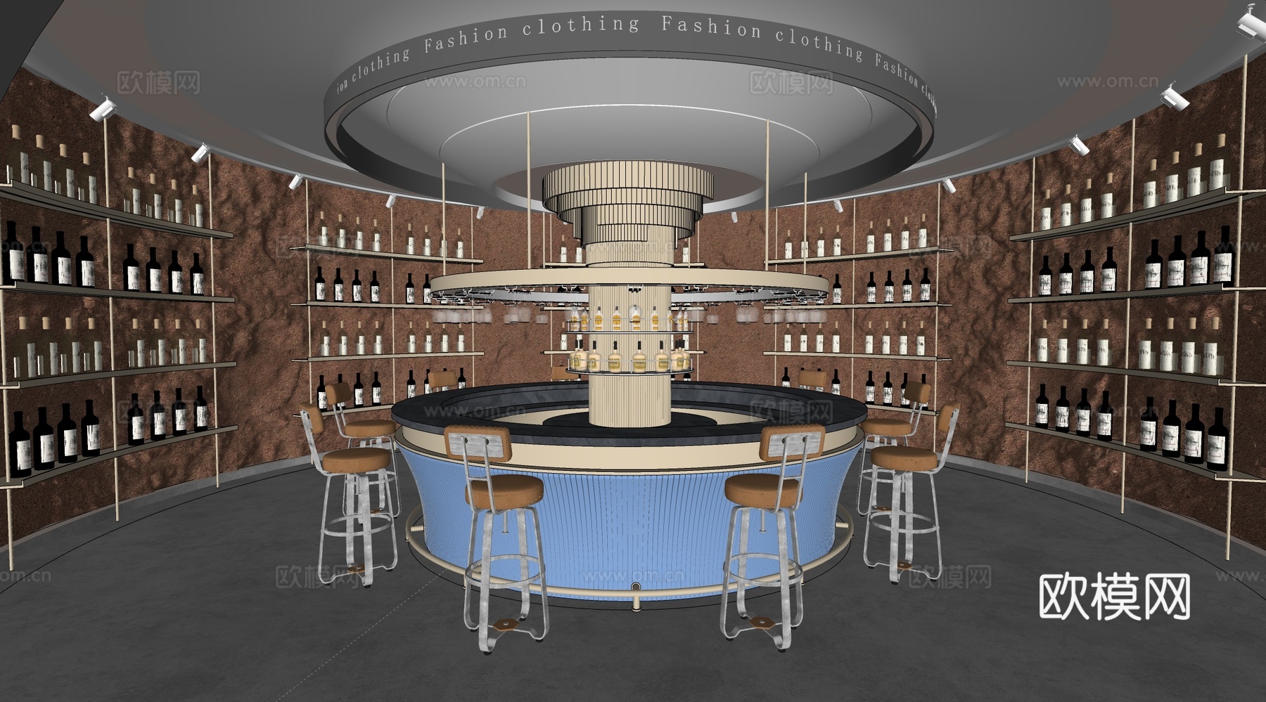 现代复古酒吧 复古酒吧 水吧台 酒柜 酒吧前台su模型