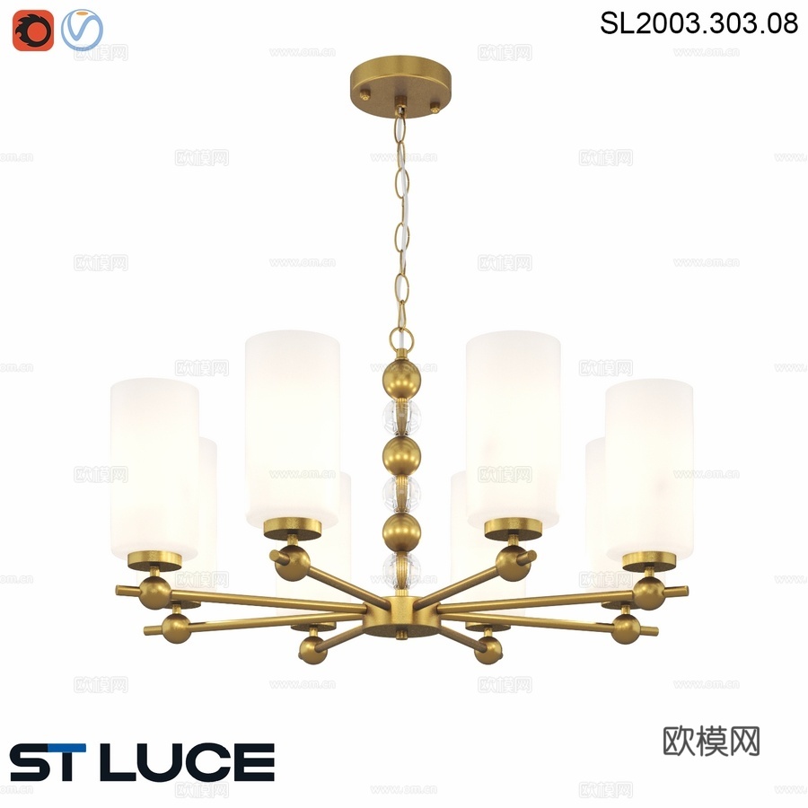 OM灯具（白炽灯款），黄铜材质，白色，AURO3d模型下载