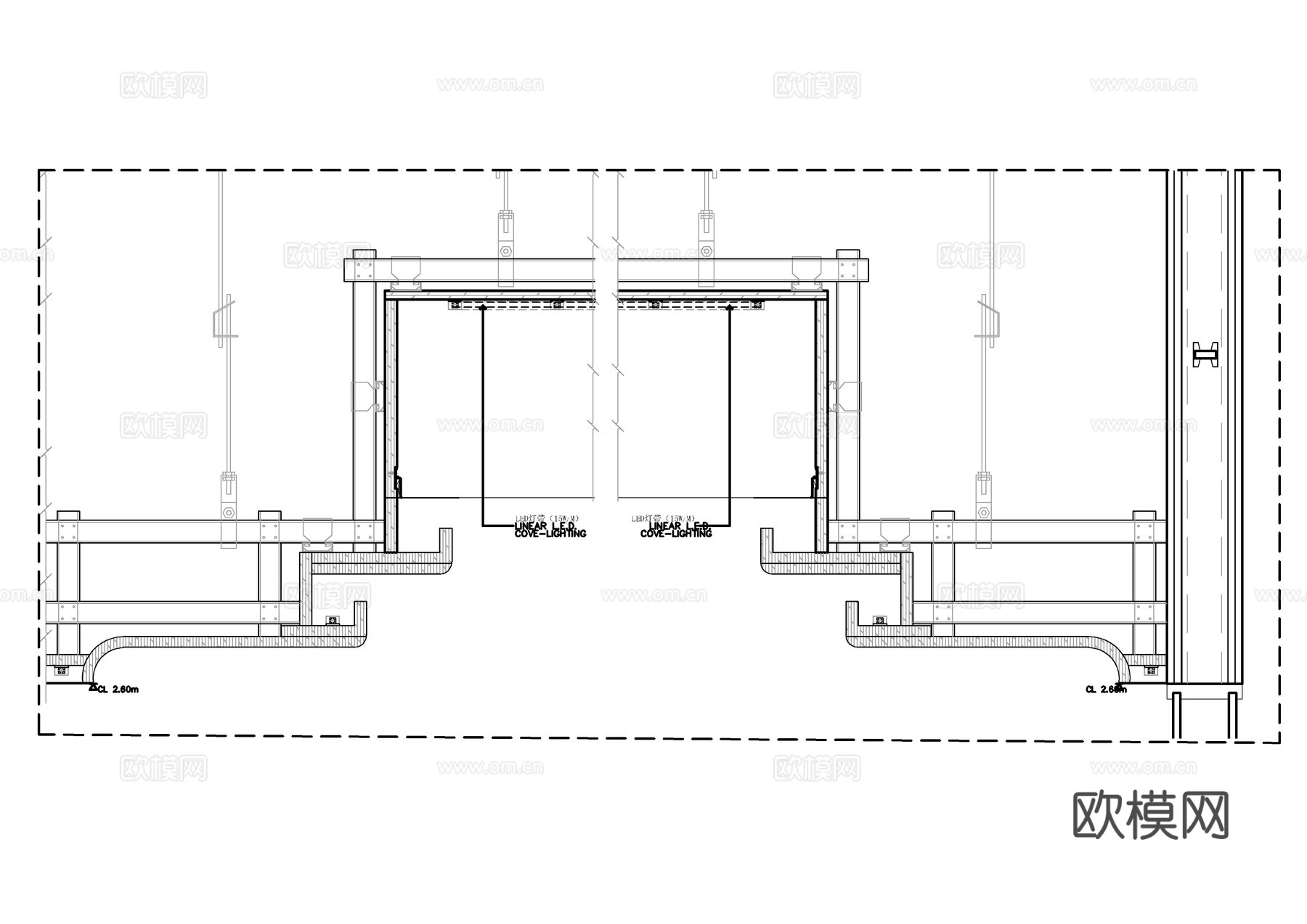 铝方通软膜吊顶节点大样图cad施工图
