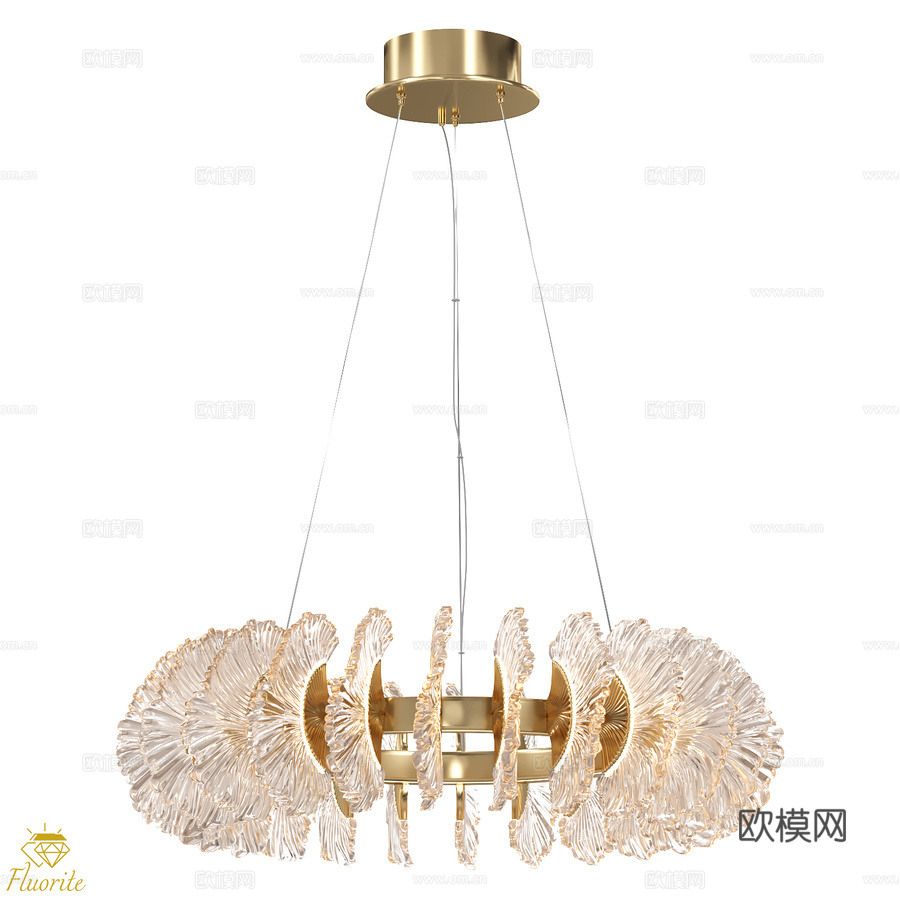 海洋萤石600毫米吊灯FL1094-6P (OM)3d模型下载