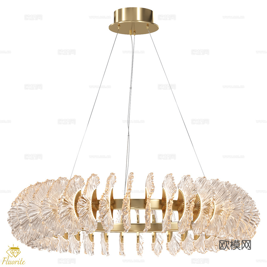 海洋萤石800毫米吊灯FL1094-8P (OM)3d模型下载