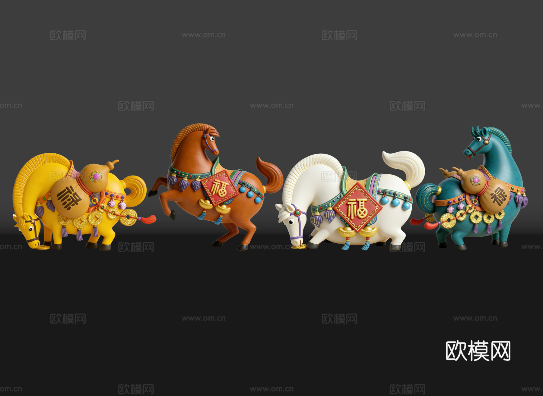 2D马年手办 国潮手办 马年摆件 非遗传承活动 非遗手办su模型