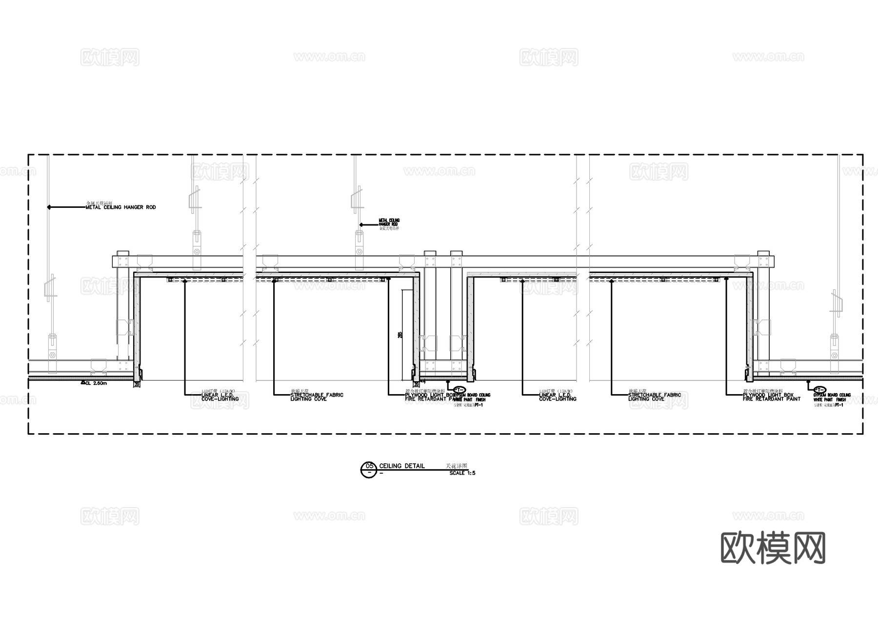 铝方通软膜吊顶节点大样图cad施工图