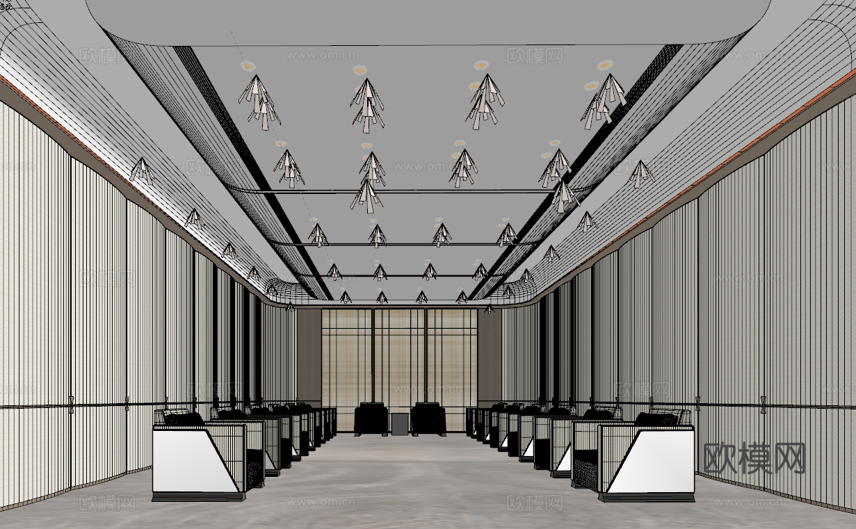 办公接待空间su模型